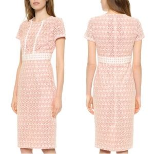 NWT SHOSHANNA Macrame Eyelet Sheath Midi Dress